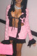 Sexy Lace Hollow Out Strap Design Patchwork Cardigan Collar Long Sleeve Two Pieces