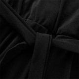 Fashion Casual Solid Hollowed Out V Neck Regular Jumpsuits