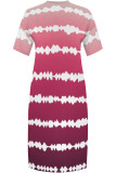 Casual Street Striped Print Pocket Contrast V Neck Printed Plus Size Dresses