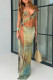 Street Hollow Out High Slit Patchwork Halter Long Dresses