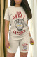 Casual Cartoon Print O Neck Short Sleeve Two Pieces