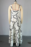 Celebrities Striped Print Pocket Patchwork Square Neck A Line Dresses