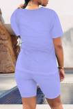 Casual Figure Print Basic O Neck Short Sleeve Two Pieces