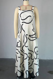 Celebrities Striped Print Pocket Patchwork Square Neck A Line Dresses