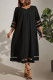 Casual Solid Color Patchwork O Neck Straight Plus Size Dresses
