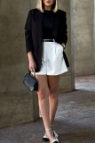 Casual Solid Color Pocket Buttons Zipper Patchwork Straight Mid Waist Straight Patchwork Bottoms