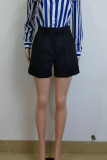 Casual Solid Color Pocket Buttons Zipper Patchwork Straight Mid Waist Straight Patchwork Bottoms