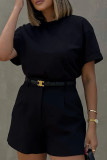 Casual Solid Color Pocket Buttons Zipper Patchwork Straight Mid Waist Straight Patchwork Bottoms