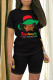Casual Graffiti Print Letter Print O Neck Short Sleeve Two Pieces