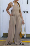 Casual Solid Color Pocket Spaghetti Strap Regular Jumpsuits