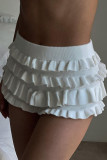 Sexy Solid Color Ruched Patchwork Regular High Waist Conventional Patchwork Bottoms