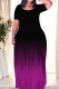 Elegant Gradient Patchwork O Neck Long Dresses