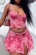 Sexy Tie Dye Print Backless Spaghetti Strap Sleeveless Two Pieces
