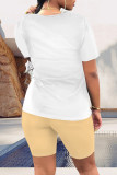 Casual Figure Print Letter Print O Neck Short Sleeve Two Pieces
