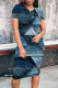 Casual Street Faux Denim Print Contrast O Neck Printed Short Sleeve Dress