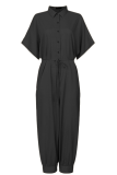 Casual Solid Patchwork Turndown Collar Harlan Jumpsuits