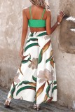 Casual Print Vests Pants Spaghetti Strap Sleeveless Two Pieces