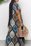 Casual Geometric Print Pocket V Neck Printed Dresses