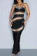 Sexy Patchwork See-Through Backless Slit Hot Drill Strapless Long Dresses