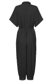 Casual Solid Patchwork Turndown Collar Harlan Jumpsuits