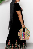 Casual Geometric Print Pocket V Neck Printed Dresses