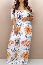 Casual Street Geometric Print Flowers Off Shoulder Printed Dresses