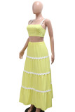Celebrities Patchwork Backless Ruched Square Neck Sleeveless Two Pieces