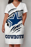 Casual The stars Letter Print Pocket V Neck Printed Plus Size Dresses