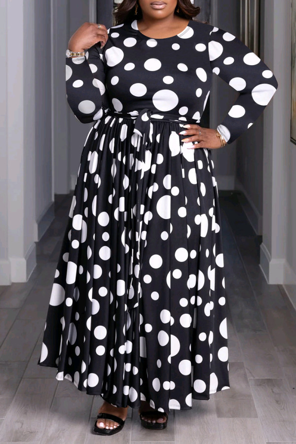 Celebrities Print Patchwork Ruched Strap Design O Neck A Line Plus Size Dresses