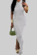 Celebrities Solid Color Fringed Trim Hollow Out Patchwork Half A Turtleneck Long Dresses