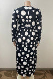 Celebrities Print Patchwork Ruched Strap Design O Neck A Line Plus Size Dresses