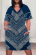 Casual Street Geometric Print Pocket Contrast V Neck Printed Plus Size Dresses