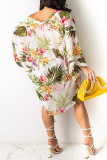 Fashion Sexy Print Basic Square Collar Long Sleeve Two Pieces