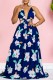 Sexy Floral Print Backless Belted Spaghetti Strap Long Dresses