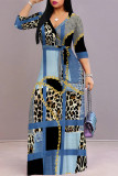Casual Street Leopard Print Zebra Print Chain print Lace Up Contrast V Neck Printed Dresses