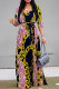 Casual Street Geometric Print Chain print Lace Up V Neck Printed Dresses
