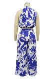 Casual Print Pocket Turtleneck Sleeveless Two Pieces