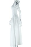 Sexy Casual Solid Color Backless Belted Halter Long Dresses