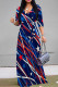 Casual Street Geometric Print The stars Lace Up Contrast V Neck Printed Dresses