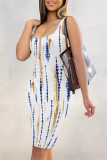 Sexy Geometric Print Contrast U Neck Printed Dresses