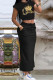 Casual Print Pocket Lace Up Patchwork Slit O Neck Two Pieces