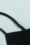 Street Letters Patchwork Backless Hot Drill Spaghetti Strap Sling Dresses