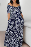 Sexy National Totem Print Off Shoulder Printed Dresses