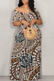 Sexy National Totem Print Off Shoulder Printed Dresses