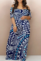 Sexy National Totem Print Off Shoulder Printed Dresses