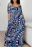 Sexy National Totem Print Off Shoulder Printed Dresses