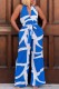 Casual Print Backless Regular Jumpsuits