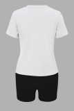 Casual Letter Print Basic O Neck Short Sleeve Two Pieces
