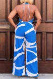 Casual Print Backless Regular Jumpsuits