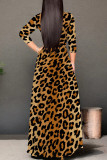 Casual Street Animal Print Lace Up With Belt Contrast V Neck Printed Dresses